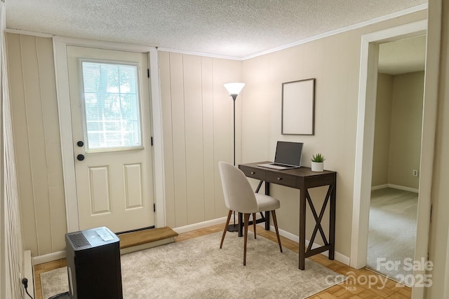 123 Avondale Ridge Rd, Asheville, NC 28803 - office space with a textured ceiling and crown molding