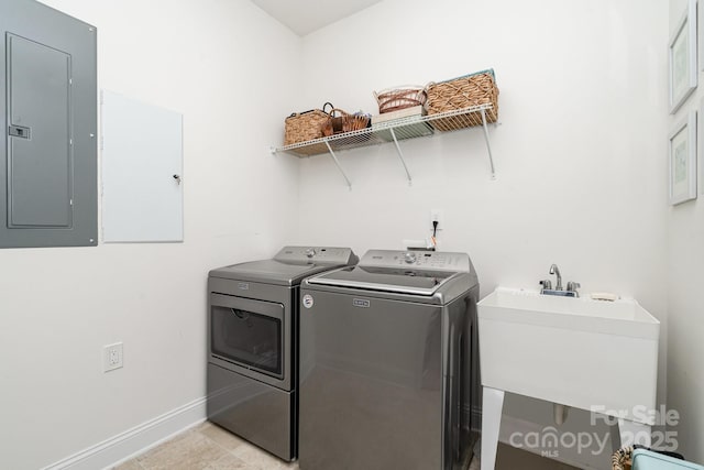 3899 Zemosa Ln NW, Concord, NC 28027 - washroom with electric panel and washing machine and clothes dryer