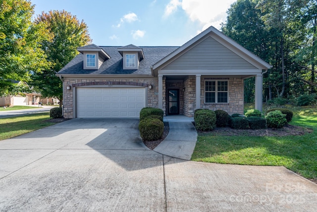 860 Wynnshire Dr, Hickory, NC 28601 - view of front of home featuring stone siding, concrete driveway, an attached garage, and a shingled roof