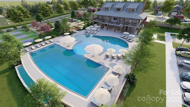 1016 Lookout Shoals Dr, Fort Mill, SC 29715 - bird's eye view of a pool