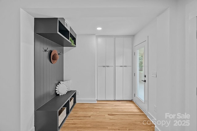 4209 Windwood Cir, Charlotte, NC 28226 - mudroom featuring light wood-style flooring and recessed lighting