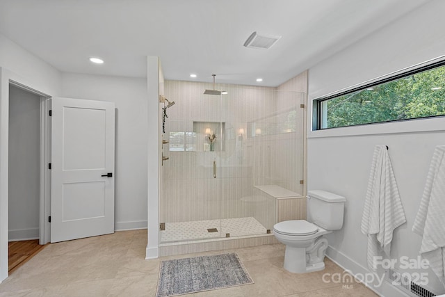 4209 Windwood Cir, Charlotte, NC 28226 - full bathroom featuring a shower stall, recessed lighting, and tile patterned floors