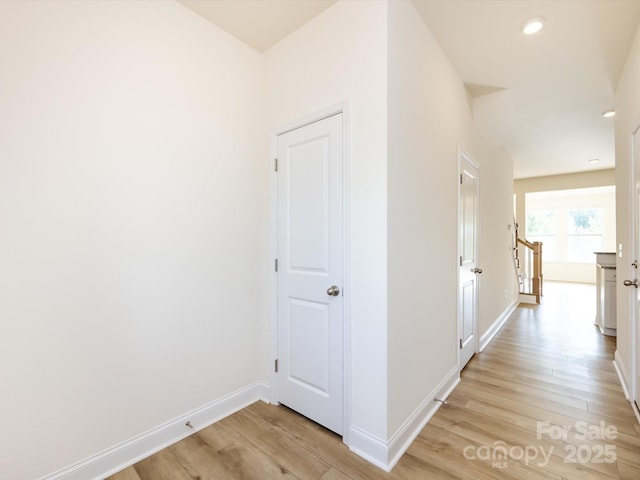 1206 Pebble Grove Dr, Clover, SC 29710 - hall featuring light wood-style floors, recessed lighting, and an upstairs landing