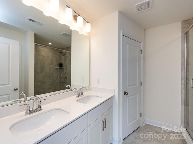 1206 Pebble Grove Dr, Clover, SC 29710 - bathroom with a stall shower and double vanity