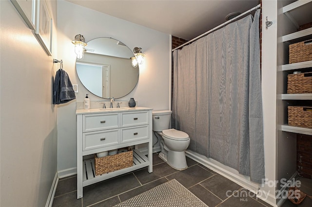 5301 Addison Dr, Charlotte, NC 28211 - bathroom with vanity, tile patterned flooring, and a shower with shower curtain