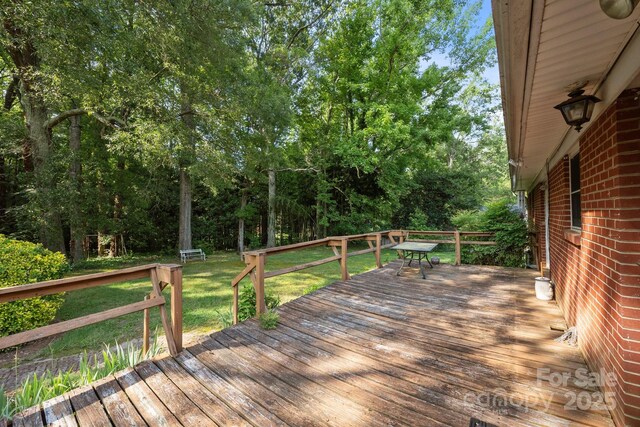331 Elwood St, Kannapolis, NC 28081 - wooden deck featuring a lawn and view of scattered trees