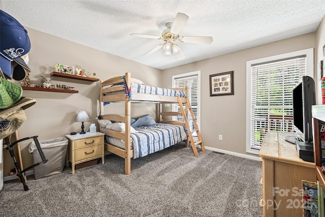 1921 Williford Woods Ln, Rock Hill, SC 29730 - carpeted bedroom with a textured ceiling and ceiling fan