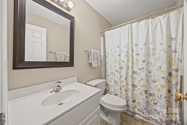 1921 Williford Woods Ln, Rock Hill, SC 29730 - bathroom with a textured ceiling, vanity, and a shower with shower curtain