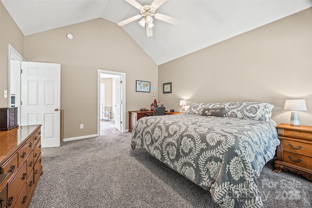 1921 Williford Woods Ln, Rock Hill, SC 29730 - carpeted bedroom with high vaulted ceiling and a ceiling fan