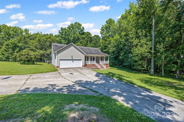 1921 Williford Woods Ln, Rock Hill, SC 29730 - view of front facade featuring a porch, a front yard, concrete driveway, and crawl space