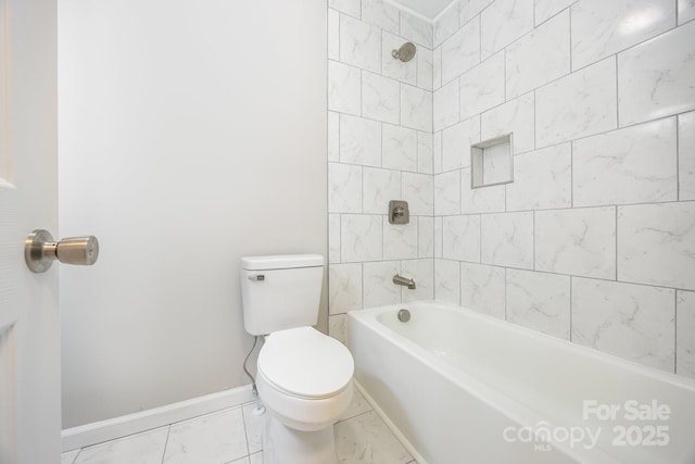 900 N Salisbury Ave, Spencer, NC 28159 - full bath featuring marble look tile flooring and washtub / shower combination