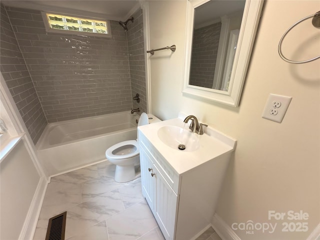 179 Duval St NW, Concord, NC 28025 - full bathroom featuring marble finish floors, vanity, and shower / bathtub combination