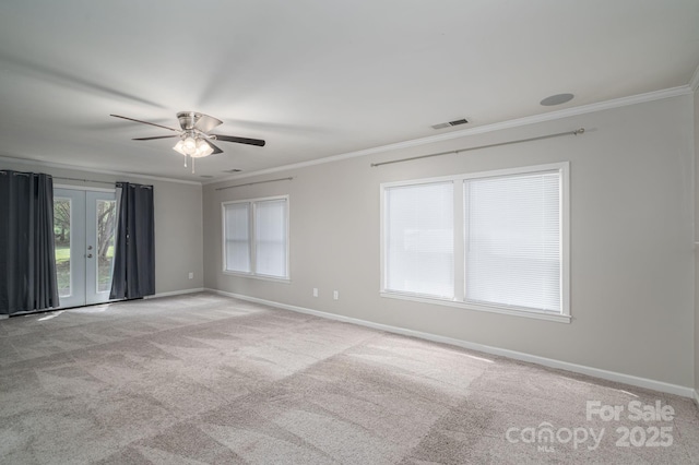 108 Graham St, Stanley, NC 28164 - spare room with ceiling fan, crown molding, and carpet flooring
