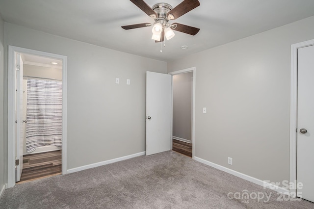 108 Graham St, Stanley, NC 28164 - unfurnished bedroom with carpet flooring, ensuite bathroom, and a ceiling fan