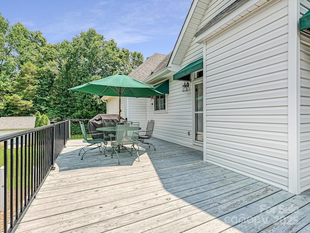 1842 Caroline Way, Fort Mill, SC 29715 - wooden deck featuring outdoor dining space and a grill