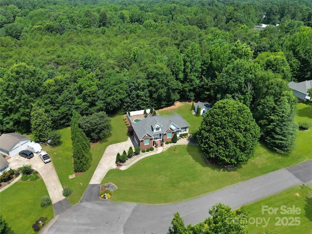 1842 Caroline Way, Fort Mill, SC 29715 - aerial view of property and surrounding area featuring a heavily wooded area