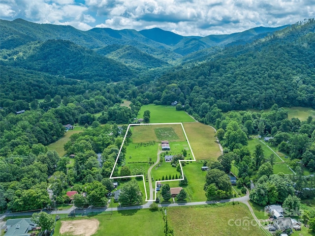32 Sugar Cove Rd, Weaverville, NC 28787 - aerial overview of property's location featuring property parcel outlined and mountains