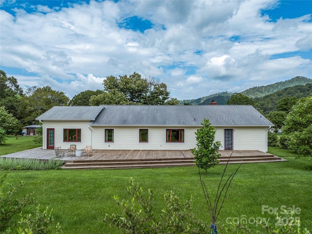 32 Sugar Cove Rd, Weaverville, NC 28787 - rear view of house featuring a deck with mountain view and a yard