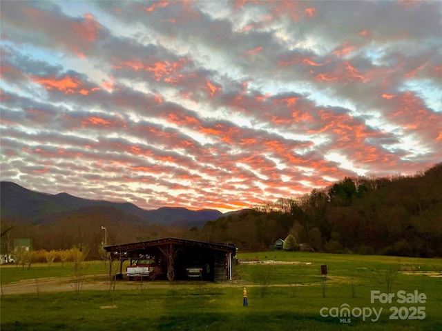 32 Sugar Cove Rd, Weaverville, NC 28787 - view of home's community featuring a carport, a mountain view, a lawn, and a view of countryside