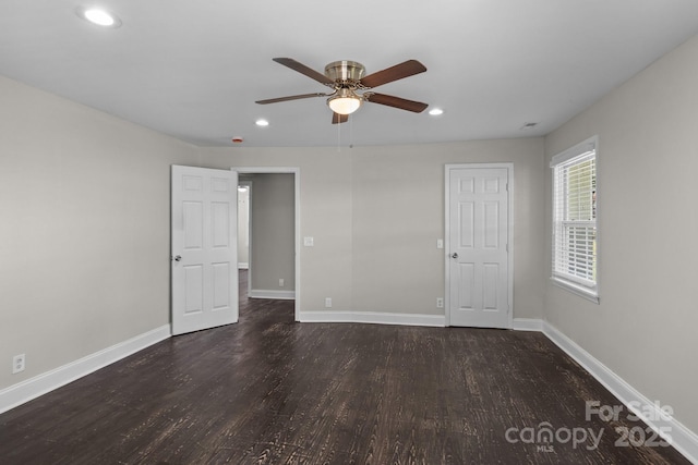 509 8th Avenue Ext, Cramerton, NC 28032 - unfurnished bedroom with wood finished floors, recessed lighting, and ceiling fan