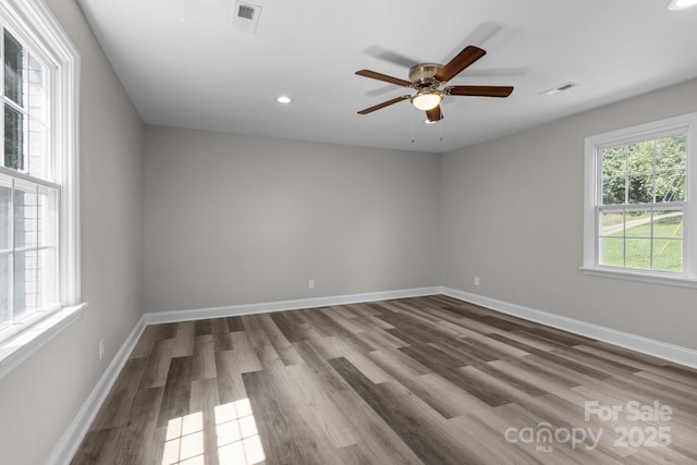 509 8th Avenue Ext, Cramerton, NC 28032 - unfurnished room featuring wood finished floors, a ceiling fan, and recessed lighting