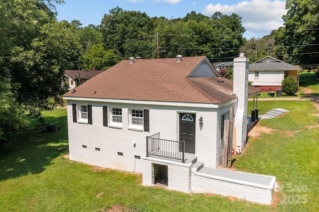 509 8th Avenue Ext, Cramerton, NC 28032 - back of house featuring a lawn, a shingled roof, crawl space, and brick siding
