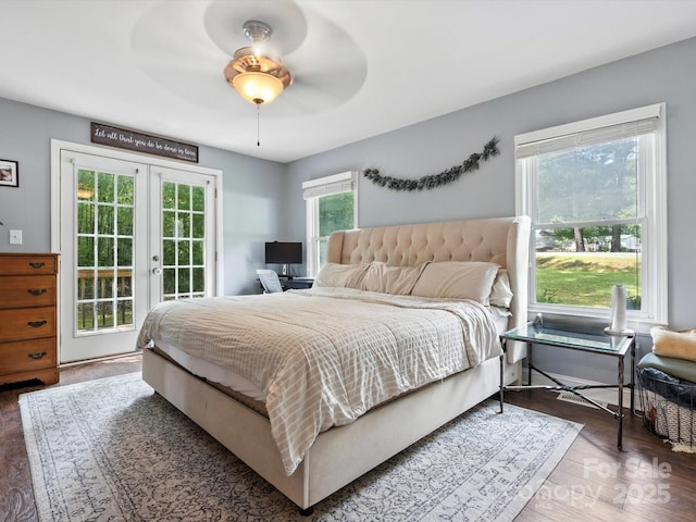 5007 Rehobeth Rd, Waxhaw, NC 28173 - bedroom with french doors, access to outside, wood finished floors, and a ceiling fan