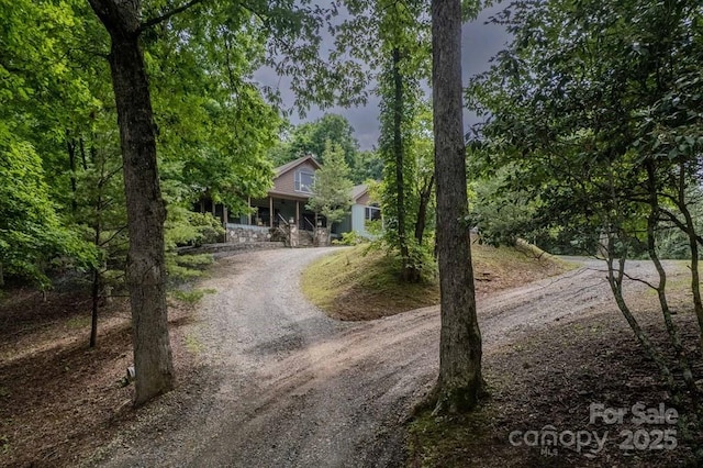 486 Center Dr Unit 7B, Bryson City, NC 28713 - obstructed view of property with dirt driveway and a porch