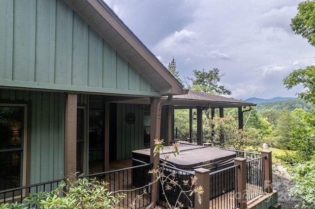 486 Center Dr Unit 7B, Bryson City, NC 28713 - wooden terrace featuring a mountain view