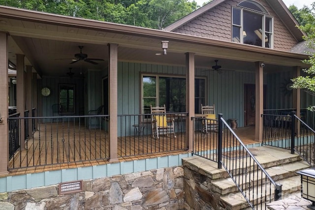 486 Center Dr Unit 7B, Bryson City, NC 28713 - entrance to property featuring ceiling fan and board and batten siding