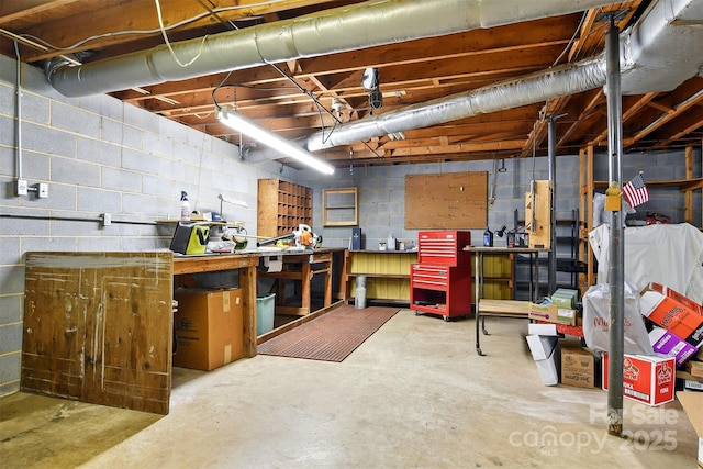 701 4th Ave NE, Conover, NC 28613 - unfinished below grade area featuring a workshop area and concrete block wall