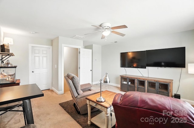 1006 Spring Rose Ln, Matthews, NC 28104 - carpeted living room featuring ceiling fan and baseboards