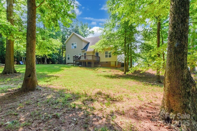 4203 Flint Dr, Lancaster, SC 29720 - view of green lawn featuring a wooden deck
