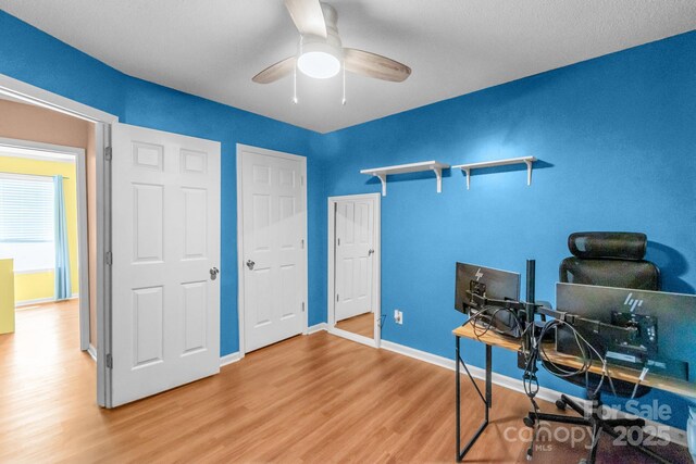 4614 Jacquelyne Dr, Indian Trail, NC 28079 - office with wood finished floors and ceiling fan