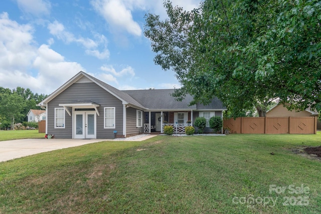 4614 Jacquelyne Dr, Indian Trail, NC 28079 - ranch-style home with french doors and a porch