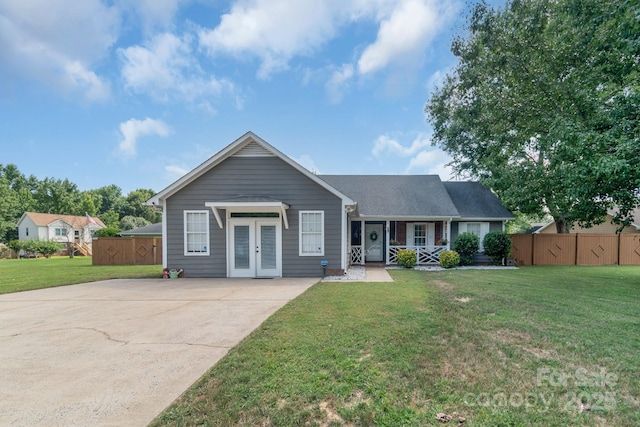 4614 Jacquelyne Dr, Indian Trail, NC 28079 - view of front of home featuring a porch, french doors, and driveway