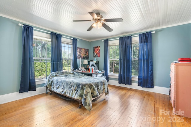 313 E Main St, Morganton, NC 28655 - bedroom featuring ornamental molding, wood-type flooring, and ceiling fan