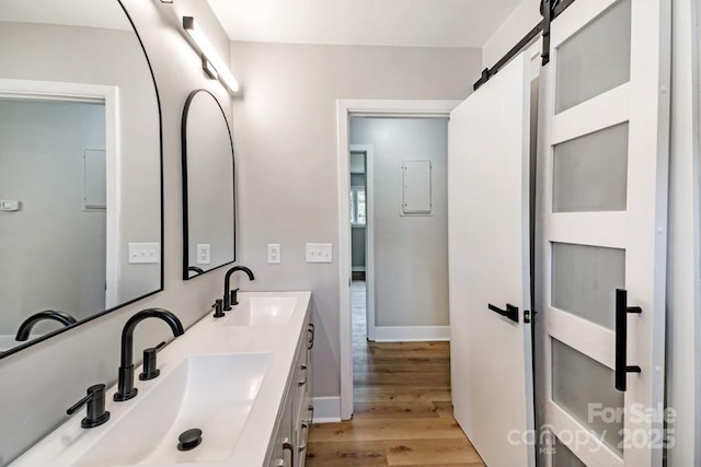 7724 E Holly Grove Rd, Thomasville, NC 27360 - bathroom with wood finished floors and double vanity