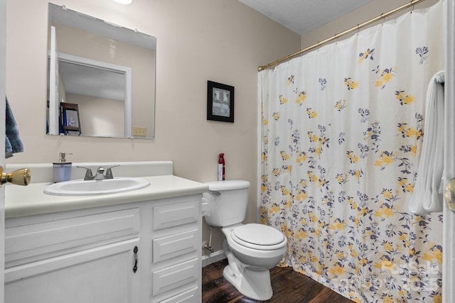1265 39th Street Cir, Hickory, NC 28602 - full bath with vanity, wood finished floors, and a shower with shower curtain
