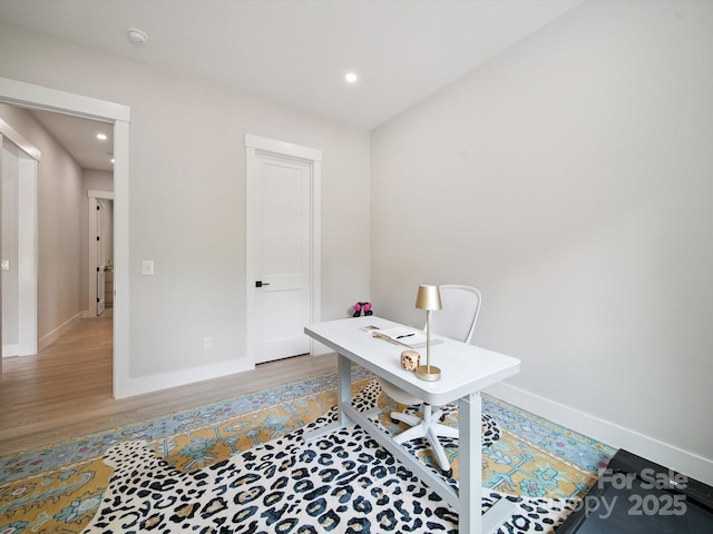 2108 Lakeview Cir, Matthews, NC 28105 - home office featuring wood finished floors and recessed lighting