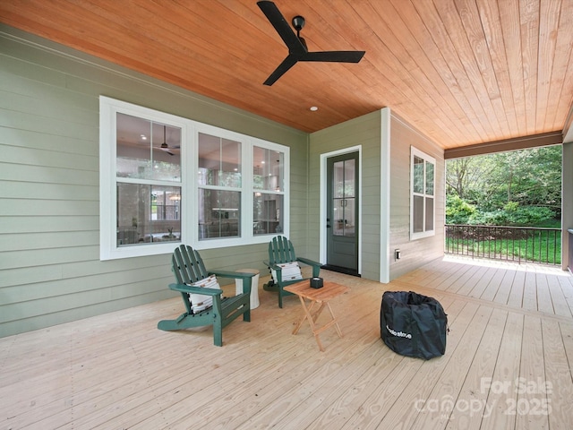 2108 Lakeview Cir, Matthews, NC 28105 - wooden terrace featuring a ceiling fan