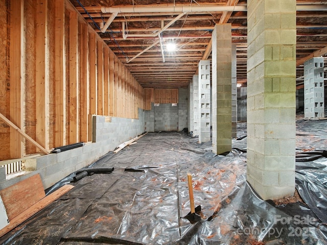 2108 Lakeview Cir, Matthews, NC 28105 - below grade area with concrete block wall