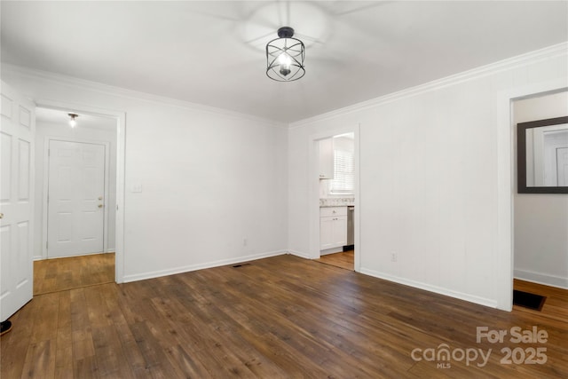 2488 Catawba Church Rd, Rock Hill, SC 29730 - unfurnished living room featuring crown molding and dark wood-style floors