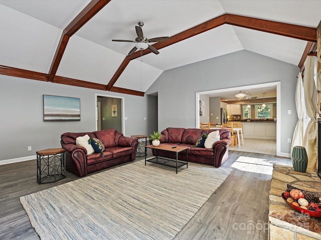 14019 Fountain Ln, Charlotte, NC 28278 - living room with wood finished floors, ceiling fan, and a chandelier