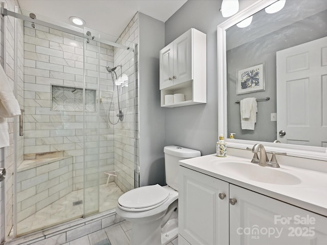 14019 Fountain Ln, Charlotte, NC 28278 - bathroom with vanity and a stall shower