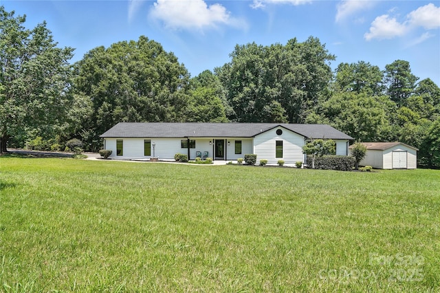 7109 Forney Hill Rd, Denver, NC 28037 - single story home with a storage unit and a front yard