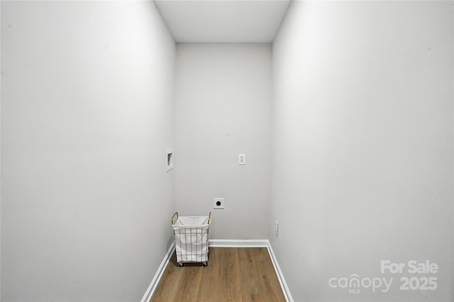 7109 Forney Hill Rd, Denver, NC 28037 - washroom featuring hookup for a washing machine, wood finished floors, and electric dryer hookup