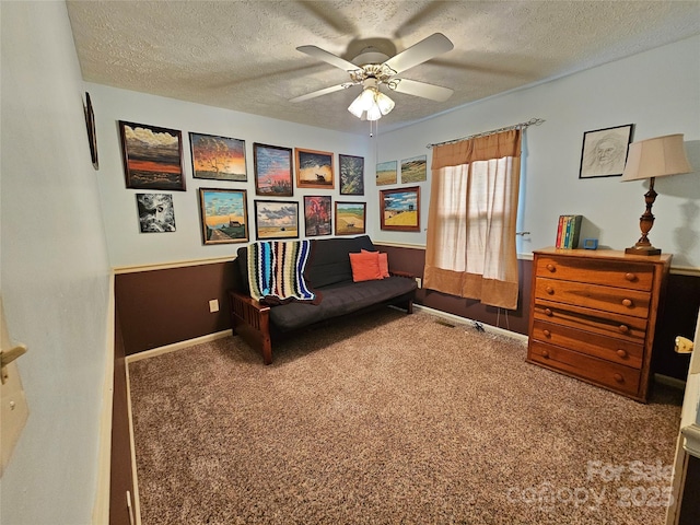 1982 Conley Rd, Morganton, NC 28655 - sitting room with carpet floors, a ceiling fan, and a textured ceiling