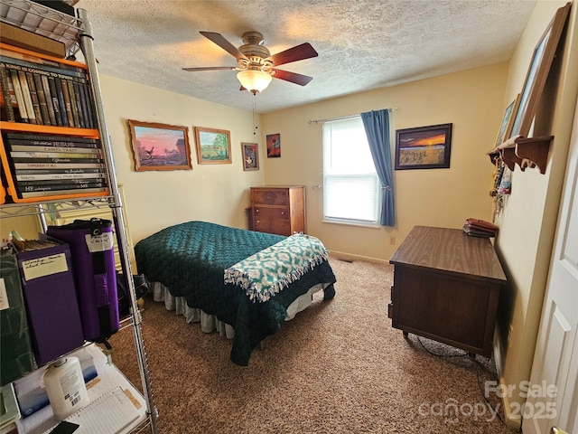 1982 Conley Rd, Morganton, NC 28655 - bedroom with carpet, a textured ceiling, and ceiling fan