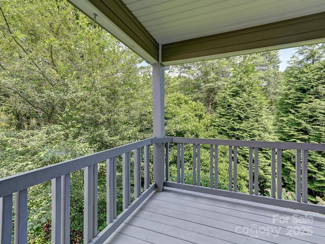 621 E Park Pl, Hendersonville, NC 28791 - wooden terrace with a forest view